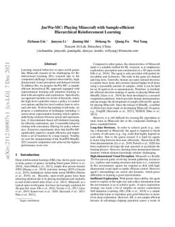 JueWu-MC: Playing Minecraft with Sample-efficient Hierarchical
  Reinforcement Learning