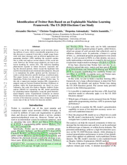 Identification of Twitter Bots Based on an Explainable Machine Learning
  Framework: The US 2020 Elections Case Study