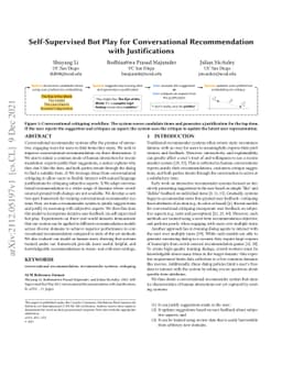 Self-Supervised Bot Play for Conversational Recommendation with
  Justifications