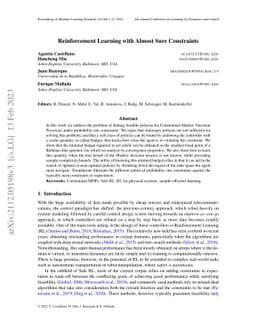 Reinforcement Learning with Almost Sure Constraints