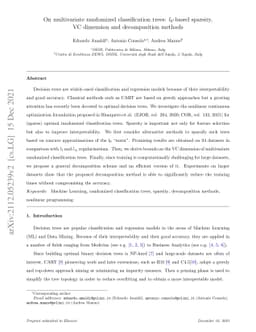 On multivariate randomized classification trees: $l_0$-based sparsity,
  VC~dimension and decomposition methods
