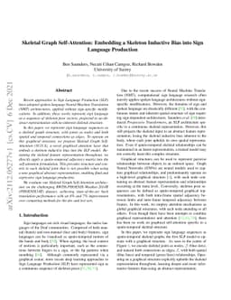 Skeletal Graph Self-Attention: Embedding a Skeleton Inductive Bias into
  Sign Language Production