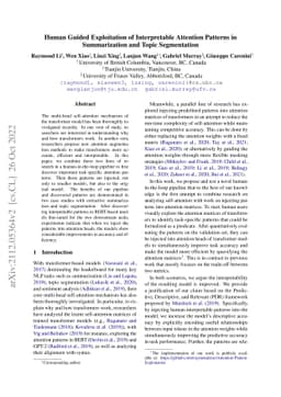 Human Guided Exploitation of Interpretable Attention Patterns in
  Summarization and Topic Segmentation