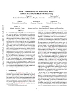 Batch Label Inference and Replacement Attacks in Black-Boxed Vertical
  Federated Learning