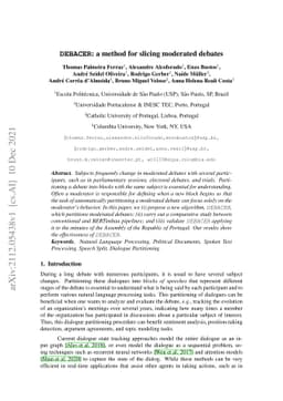 DEBACER: a method for slicing moderated debates