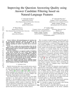 Improving the Question Answering Quality using Answer Candidate
  Filtering based on Natural-Language Features