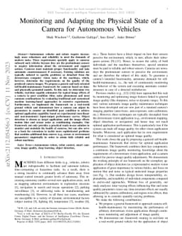 Monitoring and Adapting the Physical State of a Camera for Autonomous
  Vehicles
