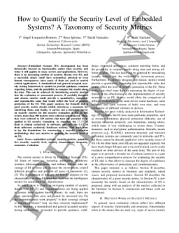 How to Quantify the Security Level of Embedded Systems? A Taxonomy of
  Security Metrics