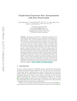 Graph-based Generative Face Anonymisation with Pose Preservation