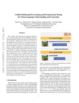 Unified Multimodal Pre-training and Prompt-based Tuning for
  Vision-Language Understanding and Generation