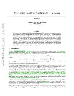Self-attention Does Not Need $O(n^2)$ Memory