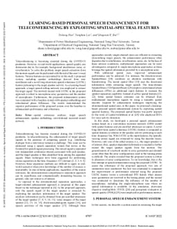 Learning-based personal speech enhancement for teleconferencing by
  exploiting spatial-spectral features