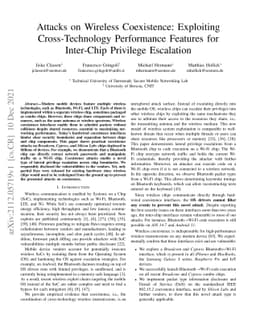 Attacks on Wireless Coexistence: Exploiting Cross-Technology Performance
  Features for Inter-Chip Privilege Escalation
