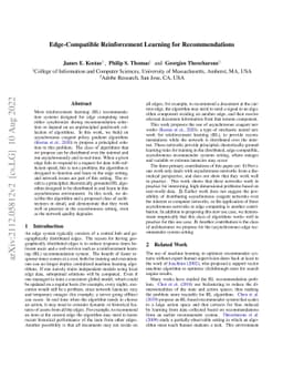 Edge-Compatible Reinforcement Learning for Recommendations