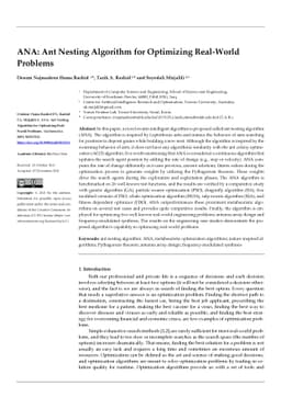 ANA: Ant Nesting Algorithm for Optimizing Real-World Problems