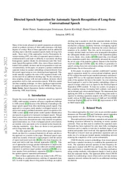 Directed Speech Separation for Automatic Speech Recognition of Long Form
  Conversational Speech