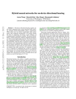 Hybrid Neural Networks for On-device Directional Hearing