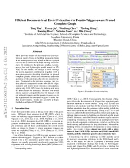 Efficient Document-level Event Extraction via Pseudo-Trigger-aware
  Pruned Complete Graph