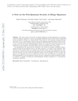 A Note on the Post-Quantum Security of (Ring) Signatures
