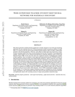 Semi-supervised teacher-student deep neural network for materials
  discovery