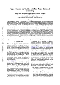 Topic Detection and Tracking with Time-Aware Document Embeddings