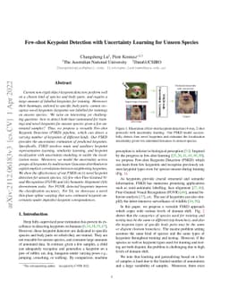 Few-shot Keypoint Detection with Uncertainty Learning for Unseen Species