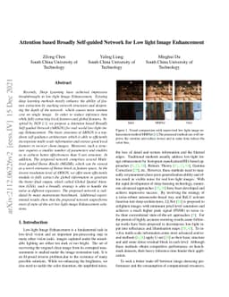 Attention based Broadly Self-guided Network for Low light Image
  Enhancement