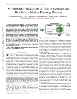 MotionBenchMaker: A Tool to Generate and Benchmark Motion Planning
  Datasets