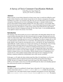A Survey of Toxic Comment Classification Methods