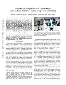 Contact-Rich Manipulation of a Flexible Object based on Deep Predictive
  Learning using Vision and Tactility