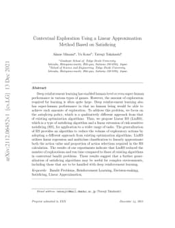 Contextual Exploration Using a Linear Approximation Method Based on
  Satisficing