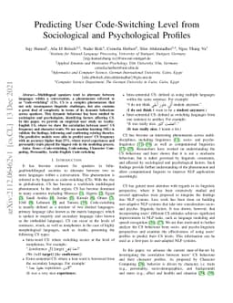 Predicting User Code-Switching Level from Sociological and Psychological
  Profiles