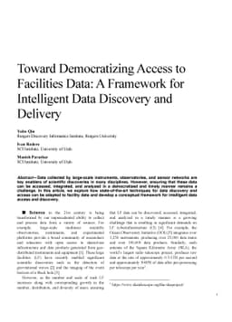 Toward Democratizing Access to Facilities Data: A Framework for
  Intelligent Data Discovery and Delivery