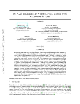 On Nash Equilibria in Normal-Form Games With Vectorial Payoffs