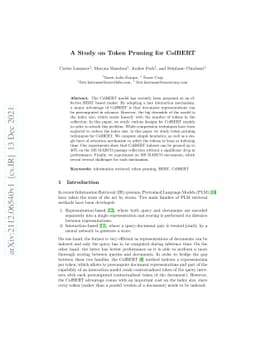 A Study on Token Pruning for ColBERT