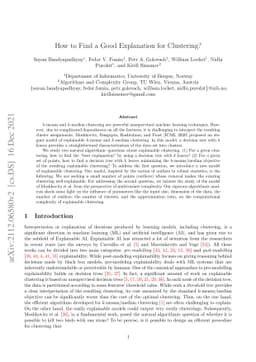 How to Find a Good Explanation for Clustering?