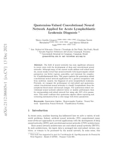Quaternion-Valued Convolutional Neural Network Applied for Acute
  Lymphoblastic Leukemia Diagnosis