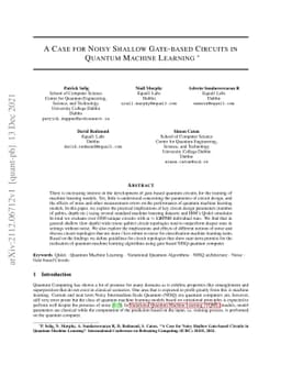 A Case For Noisy Shallow Gate-Based Circuits In Quantum Machine Learning