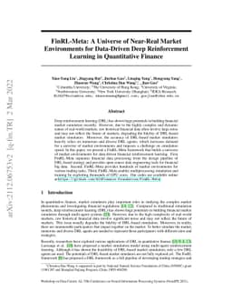 FinRL-Meta: A Universe of Near-Real Market Environments for Data-Driven
  Deep Reinforcement Learning in Quantitative Finance