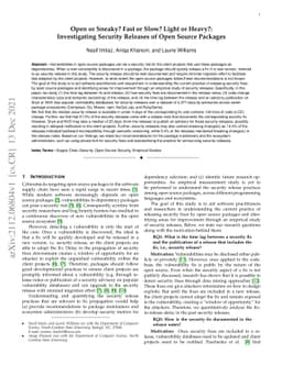 Open or Sneaky? Fast or Slow? Light or Heavy?: Investigating Security
  Releases of Open Source Packages