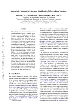 Sparse Interventions in Language Models with Differentiable Masking
