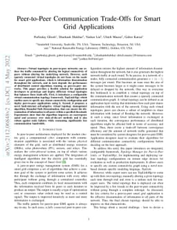 Peer-to-Peer Communication Trade-Offs for Smart Grid Applications