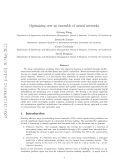 Optimizing over an ensemble of neural networks