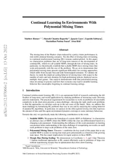 Continual Learning In Environments With Polynomial Mixing Times