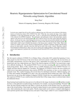 Heuristic Hyperparameter Optimization for Convolutional Neural Networks
  using Genetic Algorithm