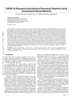 COVID-19 Pneumonia and Influenza Pneumonia Detection Using Convolutional
  Neural Networks