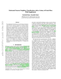 Federated Nearest Neighbor Classification with a Colony of Fruit-Flies:
  With Supplement
