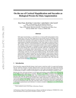 On the use of Cortical Magnification and Saccades as Biological Proxies
  for Data Augmentation