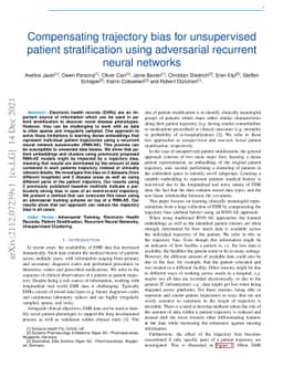 Compensating trajectory bias for unsupervised patient stratification
  using adversarial recurrent neural networks