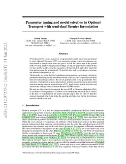 Parameter tuning and model selection in optimal transport with semi-dual
  Brenier formulation